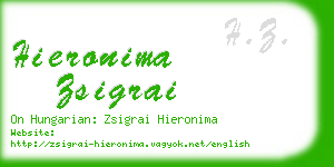hieronima zsigrai business card